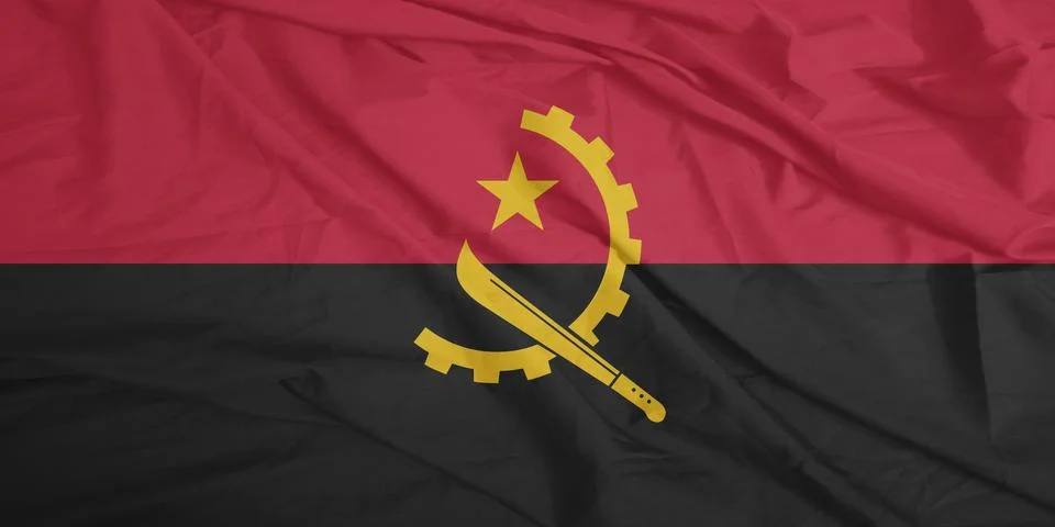 Angola Flag blowing in the soft air Stock Photos