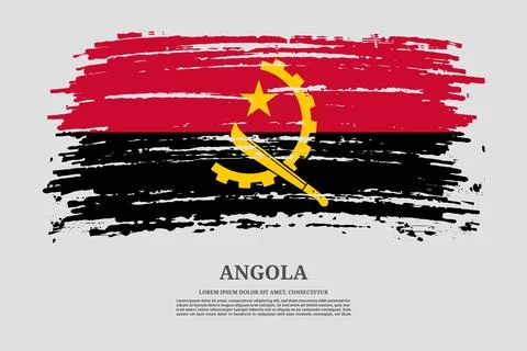 Angola flag with brush stroke effect and information text poster, vector Stock Illustration