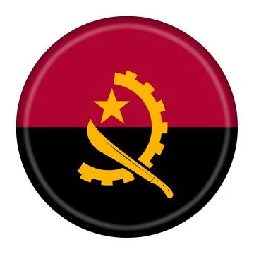 Angola flag button 3d illustration with clipping path Stock Illustration