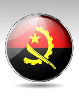 Angola flag button Stock Illustration