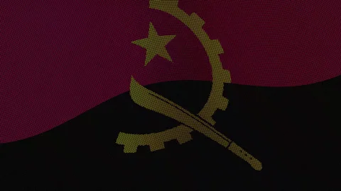 Angola Flag Digital Particle Waving Seamless Loop Animation on Black Backgrou Видео 339301970