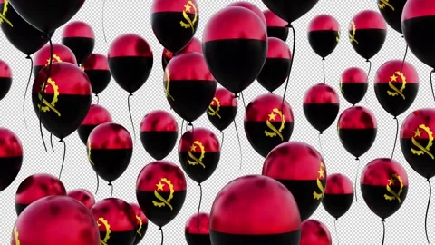 Angola Flag On The Flying Balloons Stock Footage 314648992