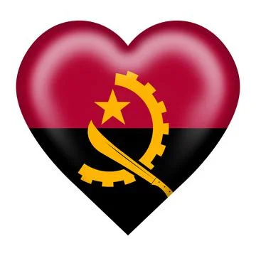 Angola flag heart button isolated on white with clipping path Stock Illustration