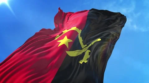 Angola Flag Low Angle View Stock Footage 295683514