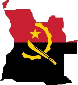 Angola Flag in Map, Angola Map with Flag, Country Map, Angola Map with Flag.. Stock Illustration