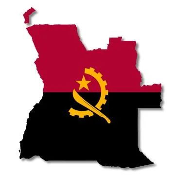 Angola flag map on white background 3d illustration with clipping path Stock Illustration