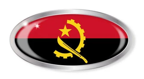 Angola Flag Oval Button Stock Illustration