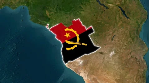 Angola flag overlayed on satellite map of Africa showing motion animation Stock-Footage 343736527