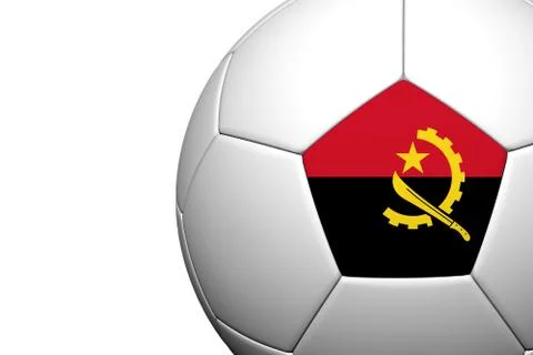 Angola flag pattern 3d rendering of a soccer ball isolate on white background Stock Illustration