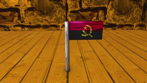 Angola Flag Post - Dolly Shot Video stock 270766886