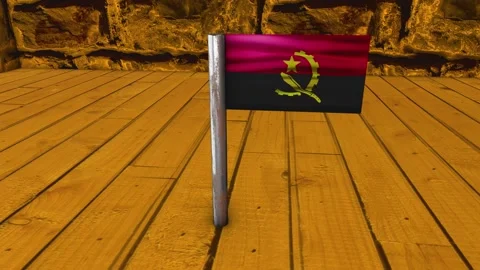 Angola Flag Post - Orbiting Shot Stock-Footage 270765819