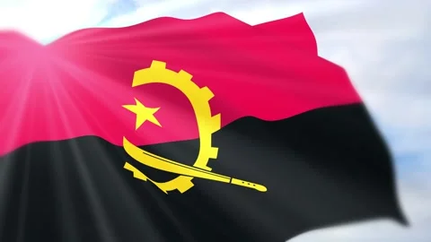 Angola Flag Seamless Loop 4k 60fps on Sky Background Stock Footage 340622529