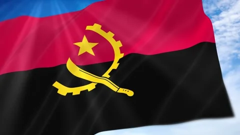 Angola Flag Seamless Loop 4k 60fps on Sky Background Stock Footage 341680705