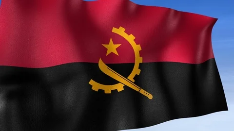 Angola Flag - Set of 3 Angles with Masks [3WaveSeries] Stock Footage 102769901