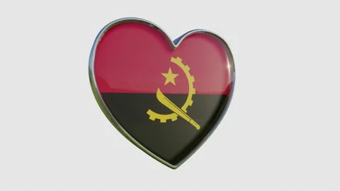 Angola  Flag in the Shape of 3D Heart. Stock Footage 141791499
