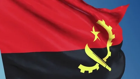 Angola flag waving. 3d render seamless loop Stock Footage 70894480