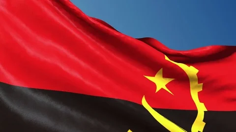 Angola flag waving. 3d render seamless loop Stock Footage 70896945