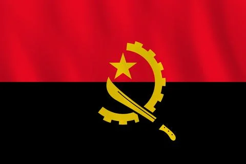 Angola flag with waving effect, official proportion. Stock Illustration