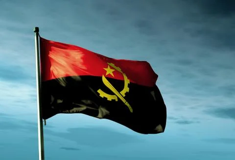 Angola flag waving in the evening Stock Illustration