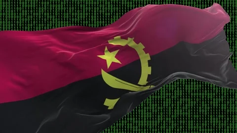 Angola flag - Waving flag on matrix binary code background Stock Footage 321420805