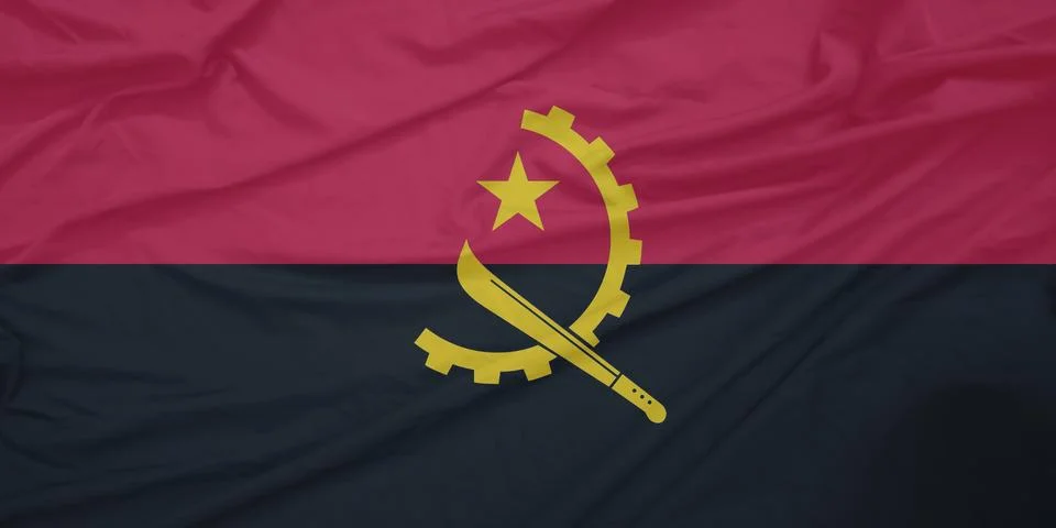 Angola Flag waving in the light breeze Stock Photos