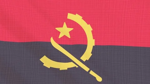 Angola flag waving in the wind. Background with rough textile texture. Animation Stock Footage 83854247