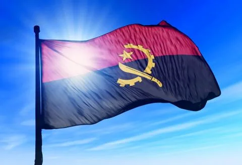 Angola flag waving on the wind Stock Illustration