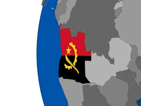 Angola on globe Stock Illustration