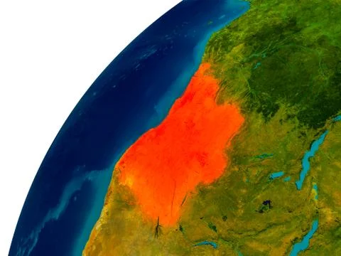 Angola on globe Stock Illustration