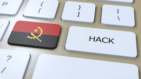 Angola Hack of Country or Hacker Attack 3D Illustration. Country National Flag Stock Illustration