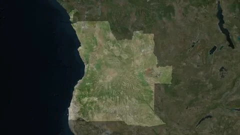 Angola highlighted on a high resolution satellite map Illustrazione stock