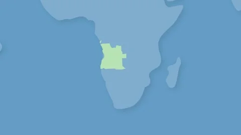 Angola Highlighted on World Map, Southern Africa Country Location Illustration Stock Footage 340557461