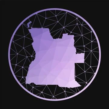 Angola icon. Vector polygonal map of the country. Angola icon in geometric .. Illustrazione stock