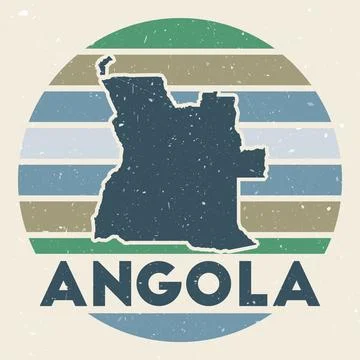 Angola logo. Sign with the map of country and colored stripes, vector illus.. Illustrazione stock
