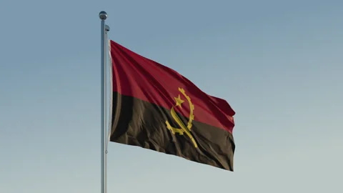 Angola Luanda Flag loop Cinematic Realistic Waving Blue Sky Stock Footage 301724752