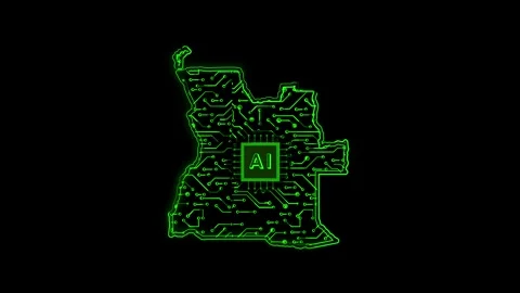 Angola Map AI Chipset Technology Opener Vídeo Stock 337054711