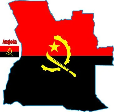 Angola Map and Flag Stock Illustration
