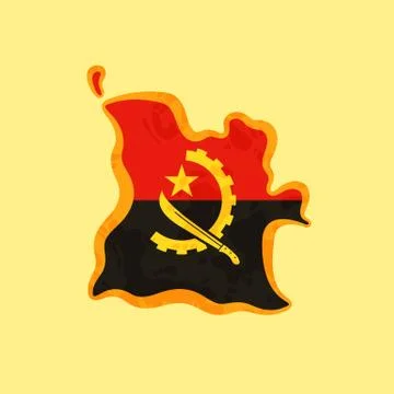 Angola - Map colored with Angolan flag Stock Illustration