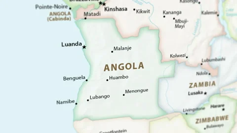 Angola on a Map with Defocus (4K) Stock Footage 102685844