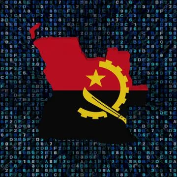 Angola map flag on hex code illustration Illustrazione stock