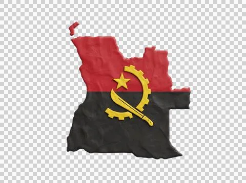 Angola map flag made of clay with detailed texture for design. Stock Illustration