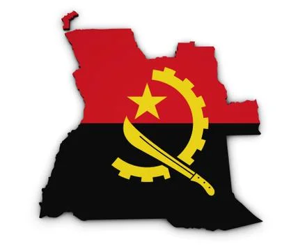 Angola Map Flag Shape Stock Illustration