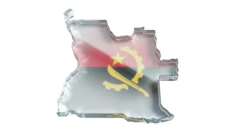 Angola map glass refraction effect isolated on white background national fl.. Stock Illustration