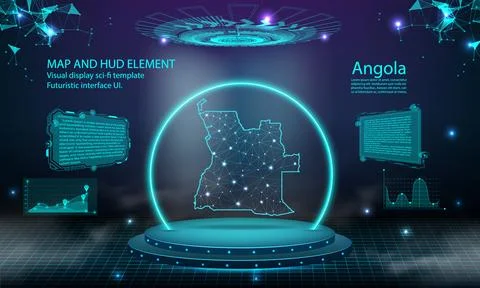 Angola map light connecting effect background. abstract digital technology .. Stock Illustration