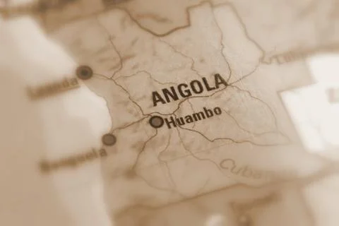 Angola on a map Stock Photos