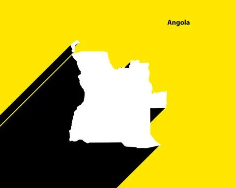 Angola Map on retro poster with long shadow Stock Illustration