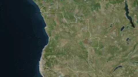 Angola outlined on a high resolution satellite map Illustrazione stock