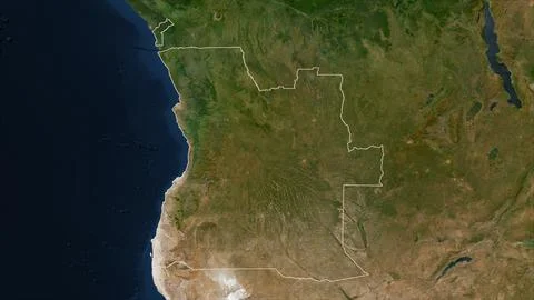 Angola outlined on a low resolution satellite map Illustrazione stock