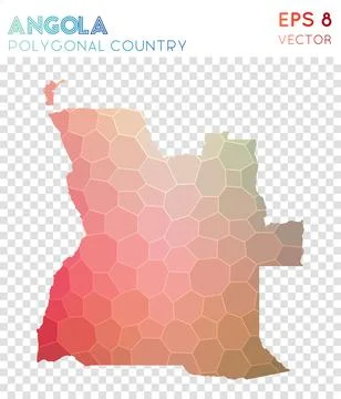 Angola polygonal map, mosaic style country. Adorable low poly style, modern.. Illustrazione stock