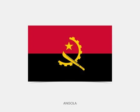 Angola Rectangle flag icon with shadow. Stock Illustration